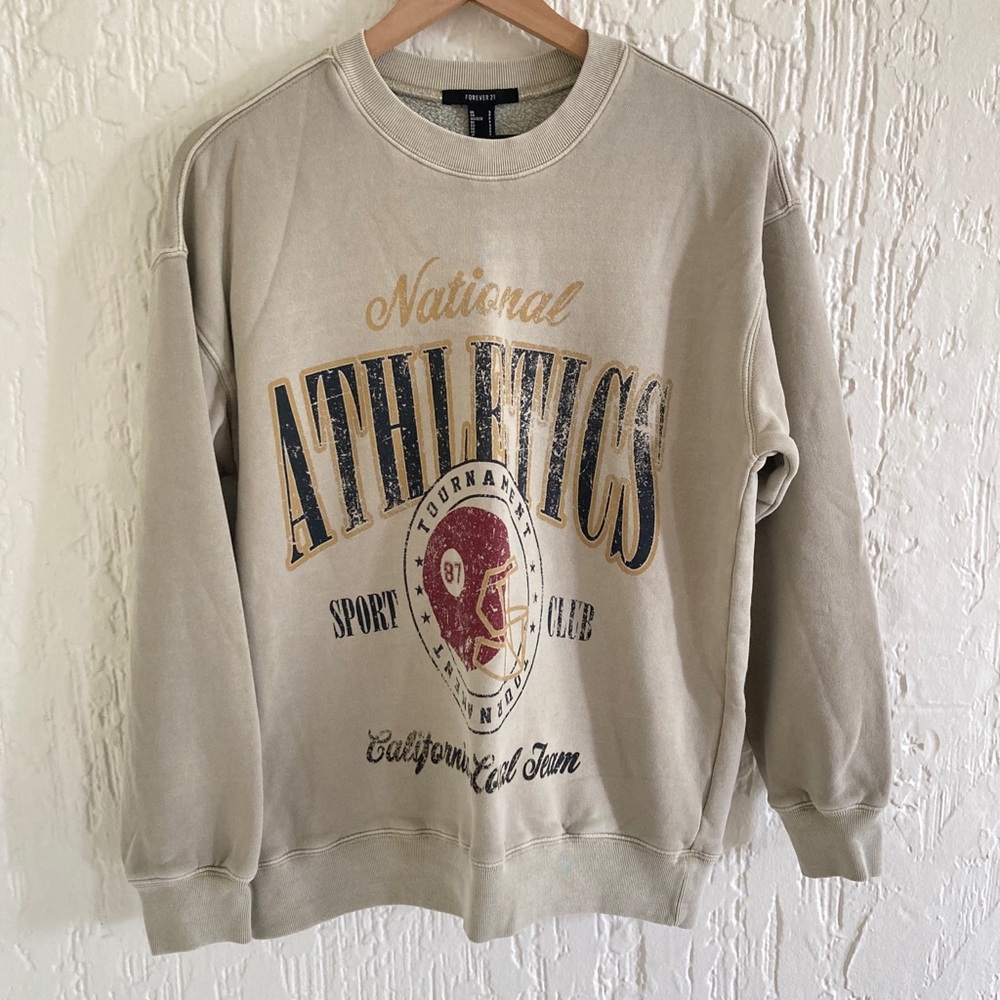 Forever 21 Sage Green National Athletics Football Graphic Sweatshirt Size Small